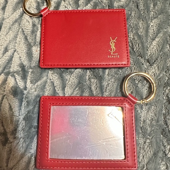 YSL Red Pocket Mirror Gold Holiday Keyring gift stocking classic designer GWP - Picture 1 of 2